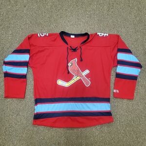 St Louis Cardinals Hockey Jersey Red Long Sleeve Men XL